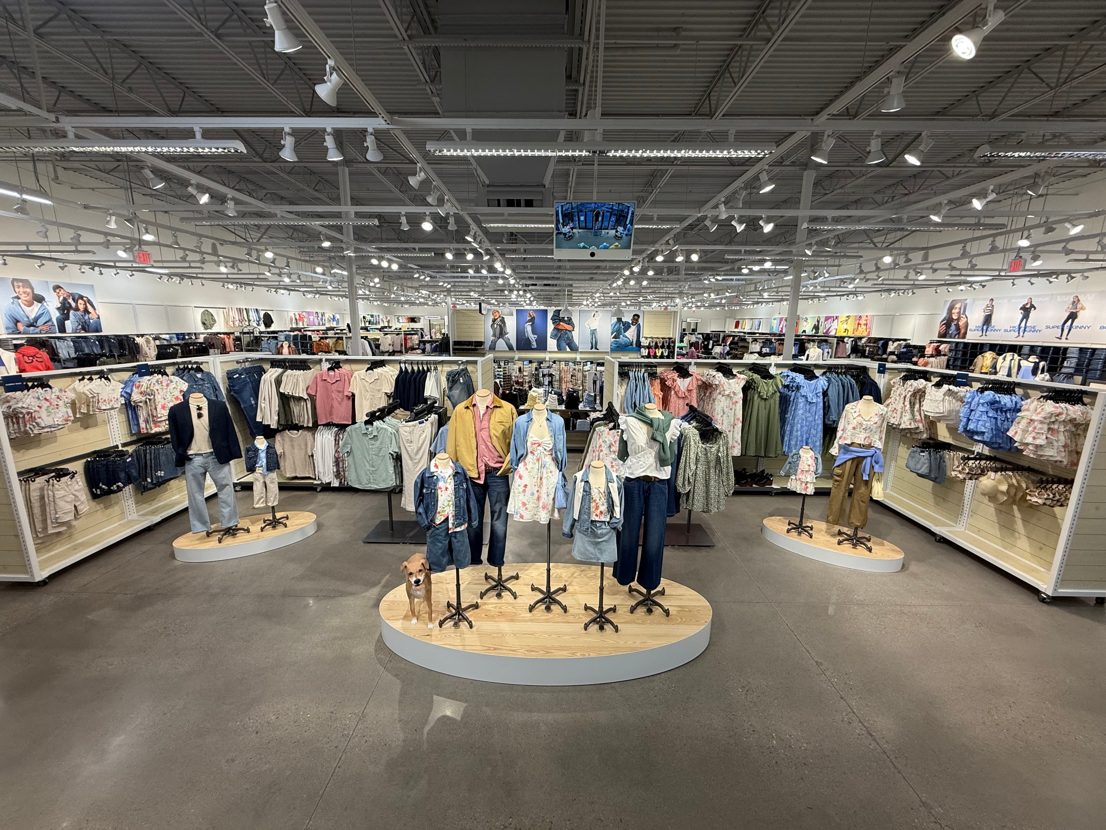 Old Navy — full store floor view with mannequin groupings on platforms